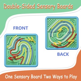 Sensory Activity Board for Kids & Adults:Double-Sided Stress Relif Sensory Board Toys with 20 Strings & Storage Bag | Calming Down Fidget Board for ADHD & Autism Boys Girls (Green)