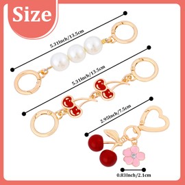 NEKOL NEKOL 3PCS Bag Extender Chain for Women, Cherry Pearl Purse Strap Extenders & Cherry Keychain, Bag Purse Handbags Charm Keychain Strap Extender Replacement Accessories Chain