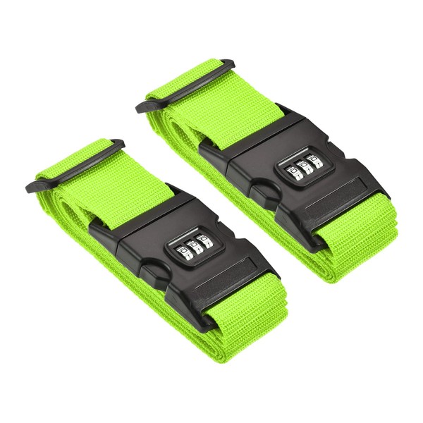 M METERXITY 2PCS Luggage Strap Suitcase Belt Travel Combination Lock Adjustable PP Luggage Accessories with Buckle for Travel 79x50mm Light Green