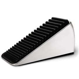 Strongest Heavy Duty Door Stoppers - Tall Door Stop Wedge Large Door Stoppers for Bottom of Door, Tall up to 2.6 In Doorstop Zinc Alloy and Silicone Made Suits Any Heavy Door Any Smooth Floor(1silver)