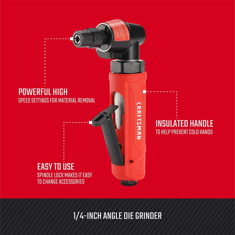 CRAFTSMAN 1/4-in Angle Die Grinder with Spindle Lock, 21,000 RPM