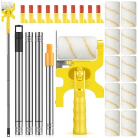 Leumoi 22 Paint Edger Kit Handheld Paint Edger Roller Brush with 10 Replacement Roller 10 Brush and Paint Extension Pole for Home Wall Ceiling Indoor Outdoor Painting