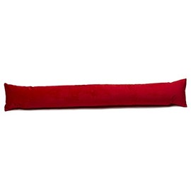 Classic Home Store Red Velvet Draught Excluder French Patio Door Extra Long Soft Cotton Draft Stopper (4ft)