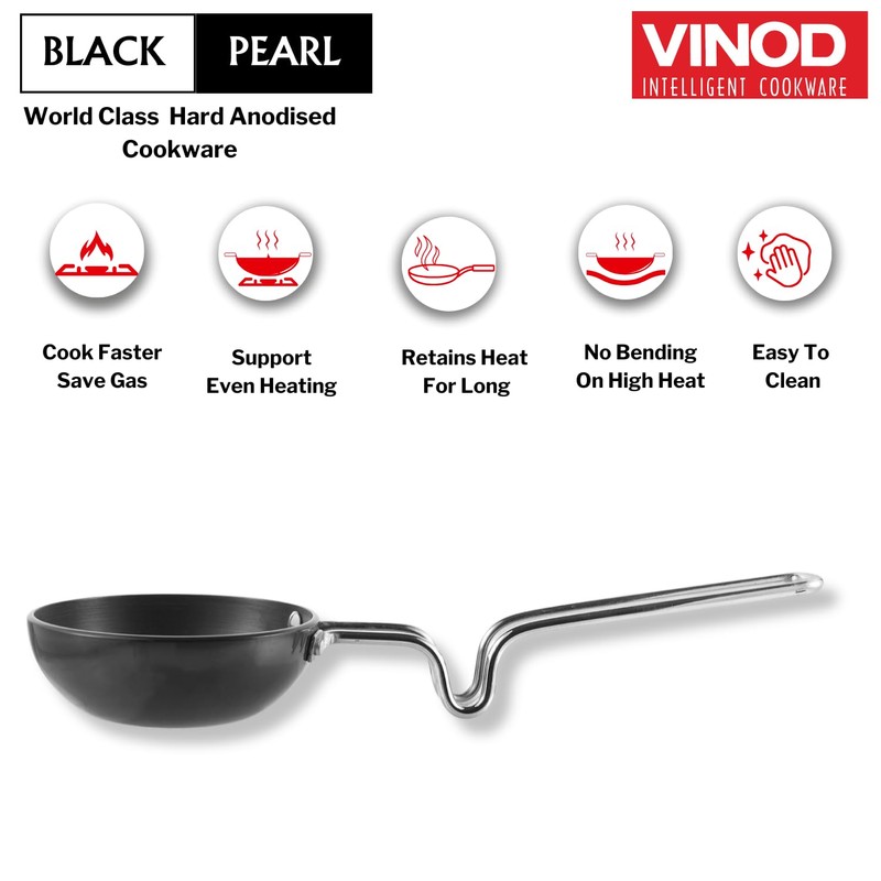 Vinod Pearl Hard Anodised Tadka Pan - | 3.25mm Thickness