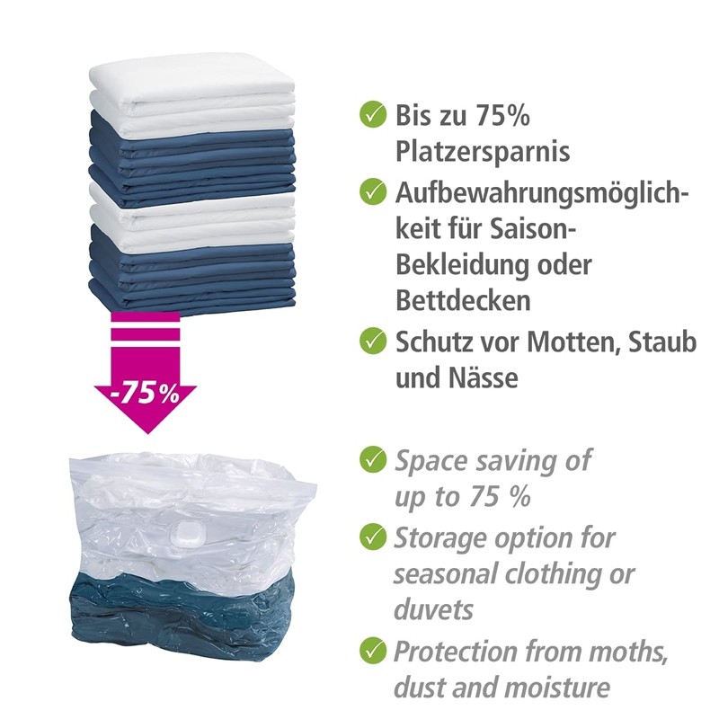 WENKO Aufbewahrungsbeutel Vakuum Cube S, Vakuumier-Beutel für Kleidung, Bettdecken, spart