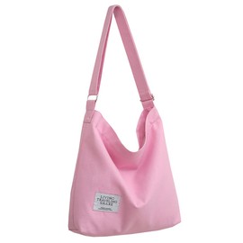 Covelin Women's Retro Large Size Canvas Shoulder Bag Hobo Crossbody Handbag Casual Tote Pink