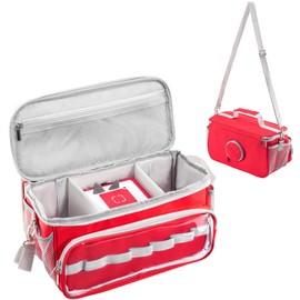 Hautton Carrying Case for Toniebox Starter Set, Portable Travel Carrying Bag for Tonies Audio Player, Tonies Figures, Headphone and Charging Station with Shoulder Strap and Handle -Red