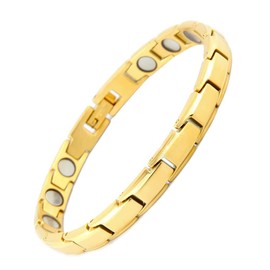 はち HAQI Magnetic Healthy Bracelet for Women and Men Power Magnetic Energy Bracelet for Couples with Adjustment Tool and Gift Box (Women, Gold)