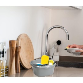 [Set Of 2] - 9L Capacity 32cm Square Plastic Washing Up Bowl Mixing Bowl, Fruit Salad Bowl, Food Serving Bowl For Home & Kitchen - Silver.