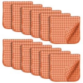 SWEET DOLPHIN 12 Pack Muslin Burp Cloths Large 100% Cotton Hand Washcloths for Baby - Baby Essentials Extra Absorbent and Soft Boys & Girls Milk Spit Up Rags for Newborn Registry - Vermilion, 20" X10"