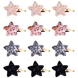 12 Pieces Star Hair Clips, Children'S Shiny Hair Clips, Cute Simple Hair Clips, Y2K Style Hair Clips, Hair Style Decoration Hair Clips