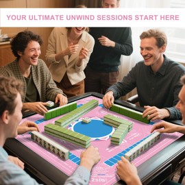 Mahjong Mat 33"x33" (3mm Thick) - Anti-Slip, Noise Reduction Gaming Table Pad with Rules for American Mahjong/Poker/Dominoes/Board Games & Tile Games (Includes Carry Bag)