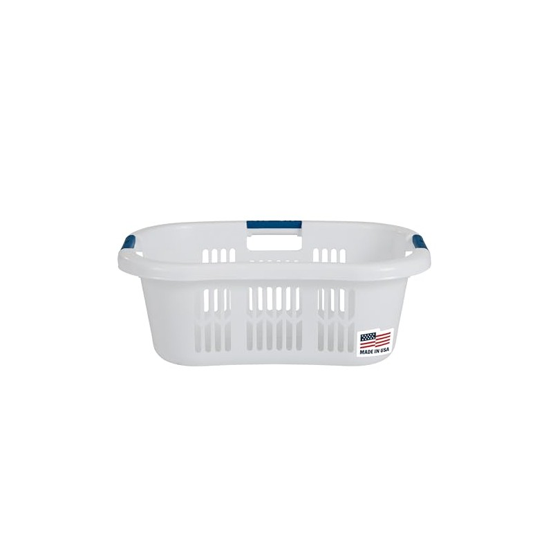Rubbermaid Large Hip-Hugger Laundry Basket/Hamper, 1.5-Bushel, White, Stackable Storage Bin/Organizer