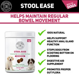 C&G Pets | STOOL EASE FOR DOGS SOFT CHEWS | WHEAT FREE | MAINTAIN REGULAR BOWELS | TASTY MEAT FLAVOUR | HEALTHY STOOLS | VETERINARIAN FORMULATED (120 Soft Chews)