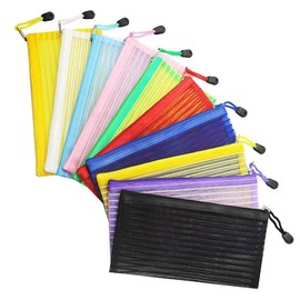 Janisfirst 40 Pack 10 Colors Zipper Mesh Pouch, Pencil Pouch Pen Bag Colorful Pencil Pen Bag Multipurpose Travel Bags for Office Supplies Cosmetics Travel Accessories Multicolor