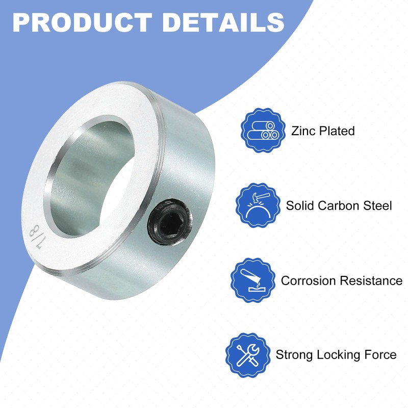sourcing map 2pcs Set Screw Collars 7/8" Bore Carbon Steel