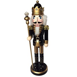 Santa's Workshop 14" Black and Gold King Nutcracker
