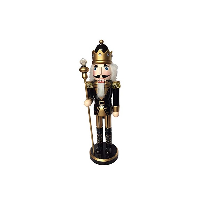 Santa's Workshop 14" Black and Gold King Nutcracker