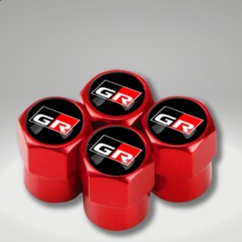 Universal Car/Motorcycle Wheel Tire Valve Air Cover Auto Accessories Case Compatible with Toyota GR Gazoo Racing Sport Car Styling (4Pcs) (Gr Red)