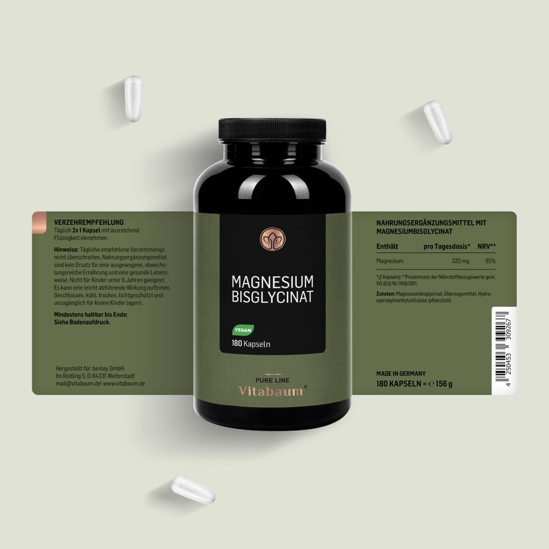 Vitabaum Magnesium Bisglycinate - 320 mg Elementary Magnesium per Day