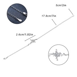 CUOKA MIRACLE Cross Rose Bracelet, S925 Sterling Silver Rose Flower Charm Bracelet Crucifix Bracelet Religious Easter Gift for Women Teen (white gold bracelet), Metal