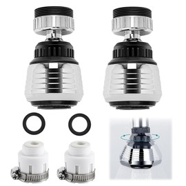 Pack of 2 Tap Strainer, 360° Tap Attachment Swivel, Aerator, Rotatable with Adapters, for Kitchen and Bathroom (2 Modes)