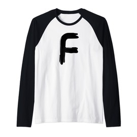 Creative Bold Black Letter F - Design - Alphabet - Marker Raglan Baseball Tee