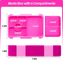 MSSWFSG Bento Lunch Box for Kids & Toddlers, Leak-Proof Lunchbox with 5/6 Compartments Back to School, Snack Containers for On-the-Go Meal, Made with Safe BPA-Free Material