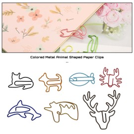 EMSea 60PCS Animal Themed Paper Clips Cartoon Bookmarks Colorful Metal Creative Paper Clips School Office Supplies Gifts for Women Children Pets Lovers