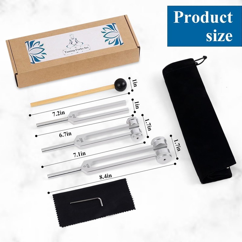 Tuning Forks for Healing 5 piece Set(128Hz, 256Hz, 512Hz), with