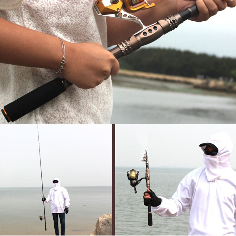 Portable Carbon Baitcasting Telescopic Fishing Rod Pole Reel Tackle Accessory1.8m