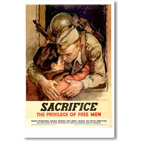 Sacrifice - The Privilege of Free Men - Vintage WW2 Reprint Poster