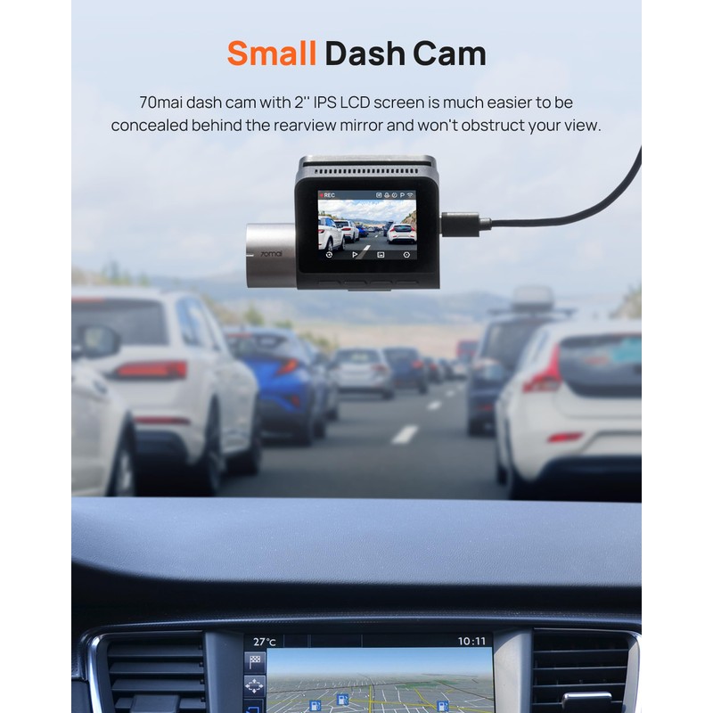 70mai 2.7K Dash Cam Front and Rear A500S, 1944P UHD