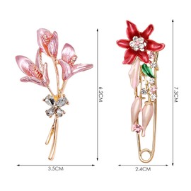 RELKLYU 2 Stücke Blumenbrosche, Elee Brosche, Dekorationsbrosche, Kreativer Styling-Brosche, Brosche Mit Diamantset.