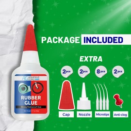 Adhesive Guru Rubber Glue (2x0.7 oz) - Heavy Duty Super Glue for Rubber, Rc Tires, Shoes, Soles, Seals, Gaskets & DIY Fast Bonding & Weatherproof Glue for Automative & Crafts - 2 Pack