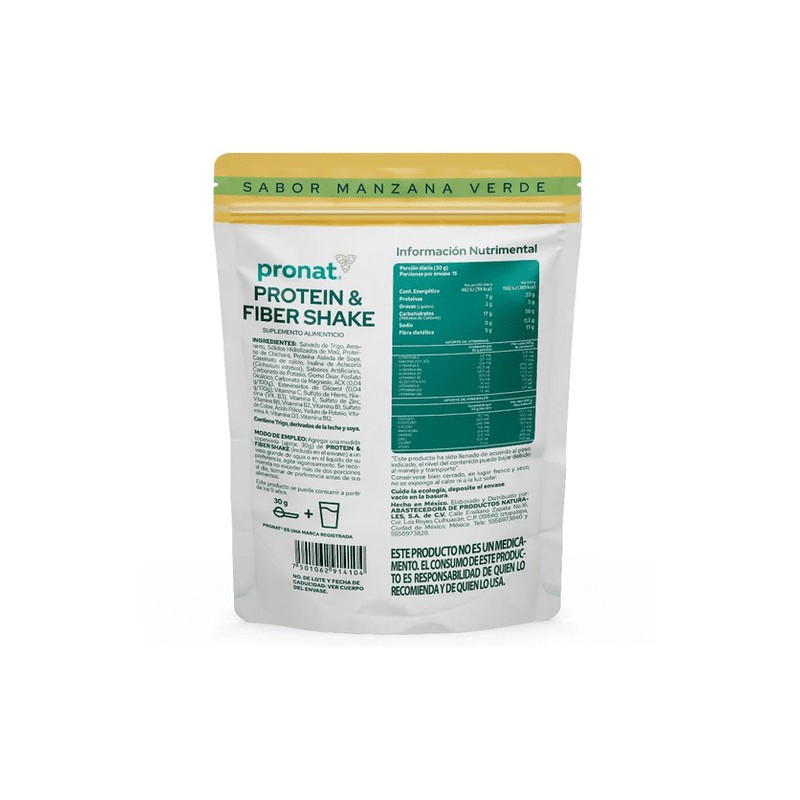 Suplemento Protein & Fiber Manzana Verde 450 Gr Pronat PN-1410