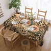LORCARVIS Leopard Floral Tablecloths Leopard Rose Polyester Rectangle Table Cloth