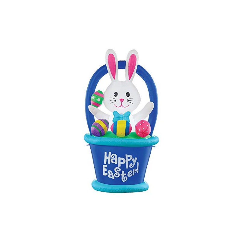 Collections Etc Inflatable Easter Bunny Basket Yard Decoration