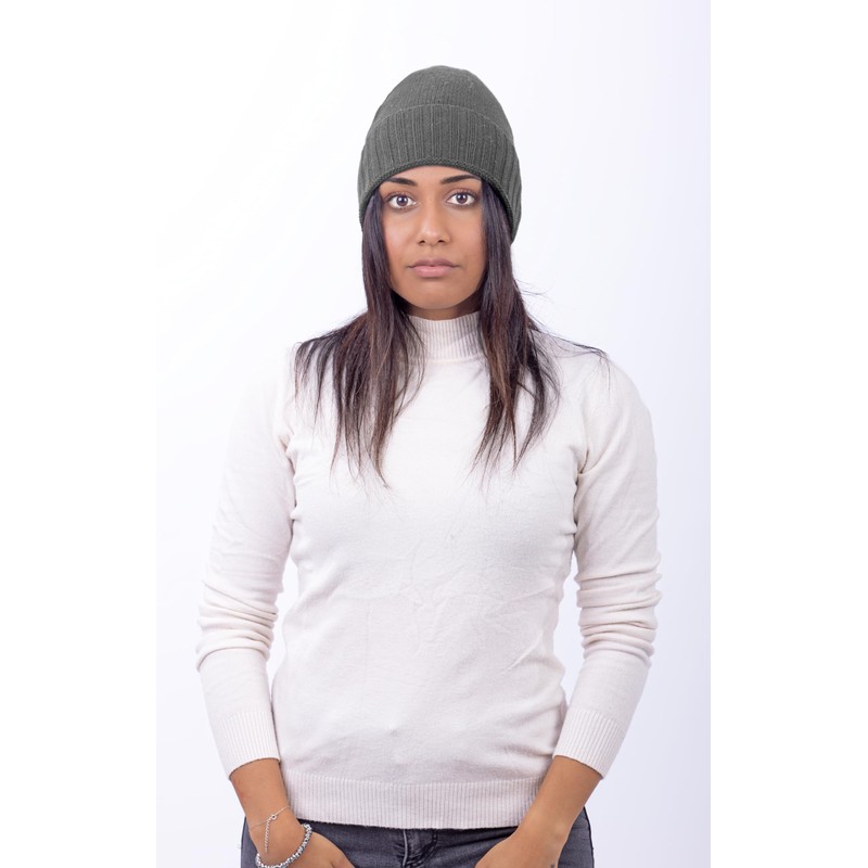 CLASSE77 70% Cashmere Blend Wool Hat (30%) with Ribbed Lapel