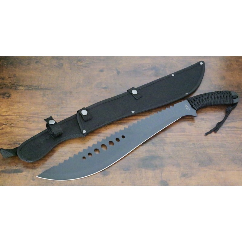 Tattva Tactical 21” Machete Black Medium Size Sawback Full Tang