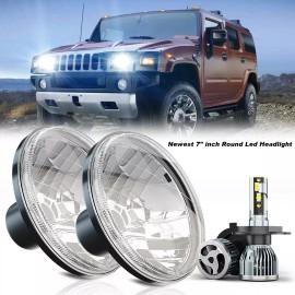 CHUSYYRAY for Hummer H2 2003-2009 Pair DOT 7 inch Round LED Headlights DRL High&Low Beam