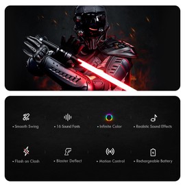 DAMIENSABER Upgrade RGB3.0 Smooth Swing Light Saber, Motion Control Light Saber with Realistic 16 Sound Fonts Infinite Color Changing 16 RGB, Heavy Dueling Metal Light Sabers for Adults, Rechargeable