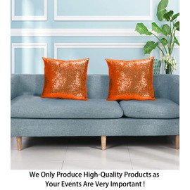 ShinyBeauty Throw Pillow 12X12-Orange Sequin Pillow Cover Sofa Pillow Sparkly Pillow Designer Pillow Sequined Pillow Cover Decorative Pillows for Bed