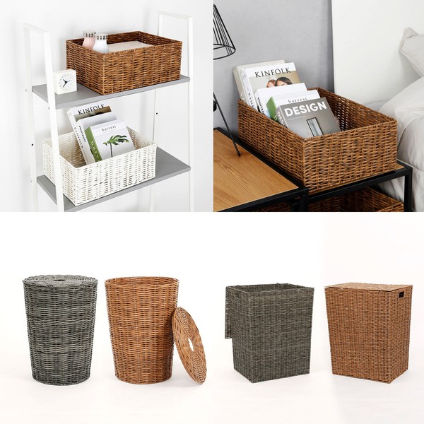 Home&amp;House Rattan Pattern Hamper/Basket Collection, 6. Square Hamper 80L6. Square