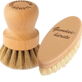 Chinchilla® Gemüse-Duo – Gemüse- & Pilzbürsten-Set aus Holz | Effektive Naturborsten aus Agaven-Fibre zur Reinigung von Gemüse & Pilzen | Nachhaltig & Made in Germany