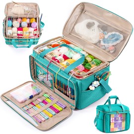 MYBAGZING Large Yarn Storage Bag,Crochet Bag Organizer,Yarn Bags for Crocheting,Crochet Storage Bag with Pockets for Crochet Hooks, Crochet Accessories,Knitting Bags,Gifts for Crocheters