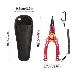 1Pcs Red Fishing Plier, Aluminium Alloy Saltwater Resistant Hook Remover, Multifunctional Fishing Plier Tool with Sheath and Lanyard