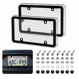 2Pcs Clear License Plate Protector Covers, Clear License Plate Covers & Frames for Cars Trucks SUVs, Impact-Resistant Anti-Yellowing License Plate Protector, Fit for Standard 12 x 6 Inch US Plates