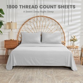 Bedlifes Queen Sheet Set- Cooling Sheets-Ultra Soft-Silky-Breathable-Deep Pocket- 1800 Series Bedding Set Microfiber- Grey Bed Sheets Queen Size 4 Pieces