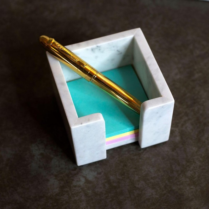 Sticky Memo Pad Note Cube Holder Marble Home Office Desk